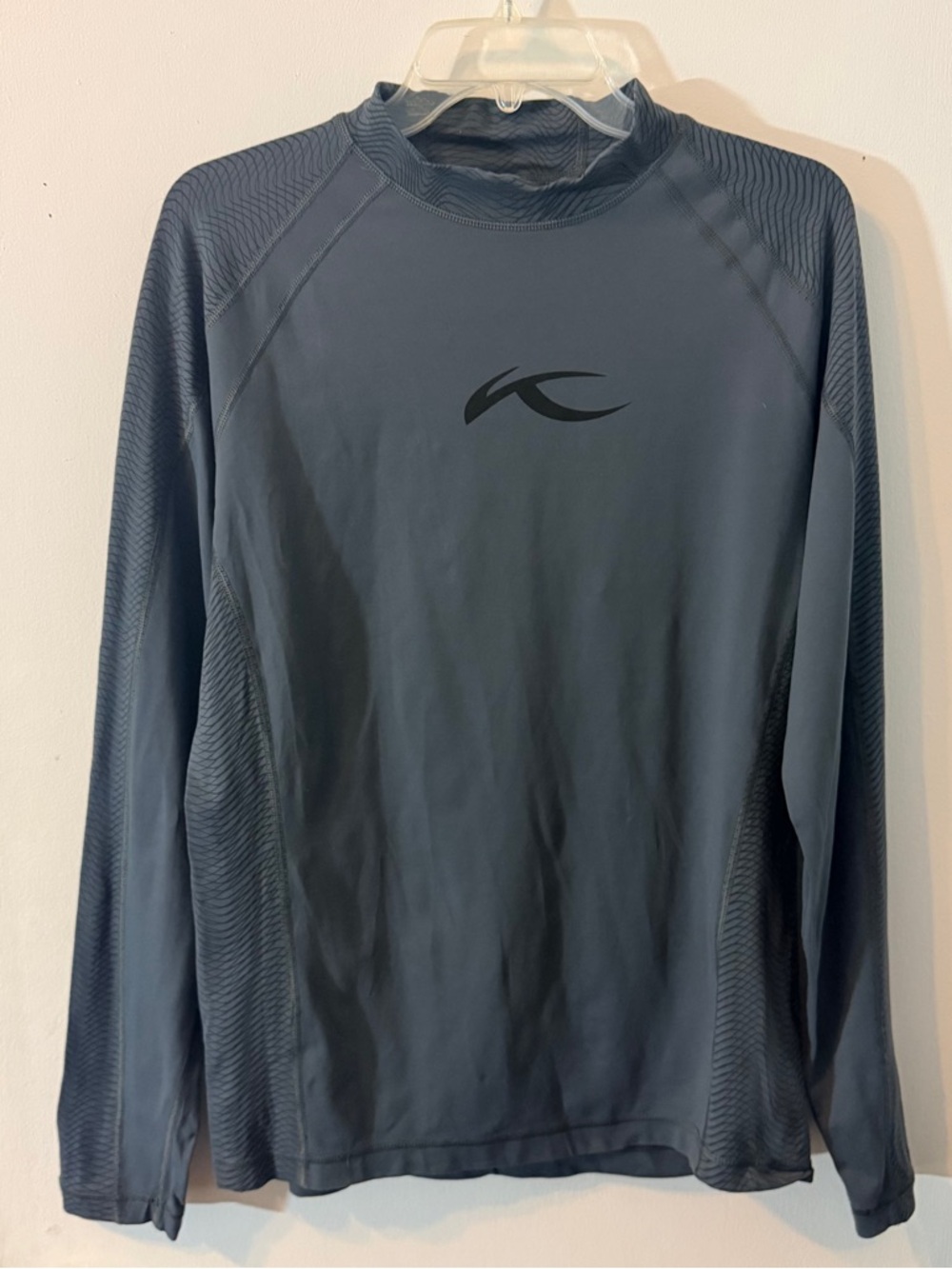 Kjus Gray/black Stretch Pullover Mock Neck Logo Activewear T Shirt Sz 50 (US M)